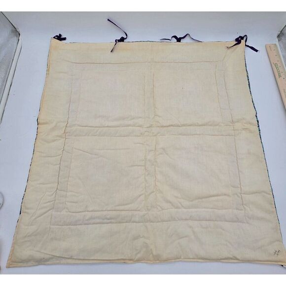 VTG Handmade Quilted Wall Hanging W Colorful Floral Applique Pansies 31" X 31" - Picture 3 of 5